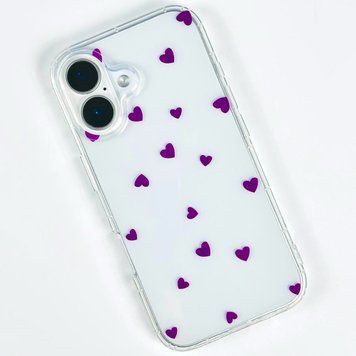 Чехол Transparent in Hearts для iPhone 14 Pro Фиолетовый 208-04480 фото