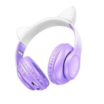 Бездротові накладні навушники HOCO W42 Cat ears BT headphones Purple Grape 6931474795854 фото