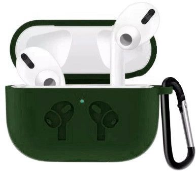 Силиконовый чехол с карабином для наушников AirPods Pro 2 Dark Green 203-00117 фото