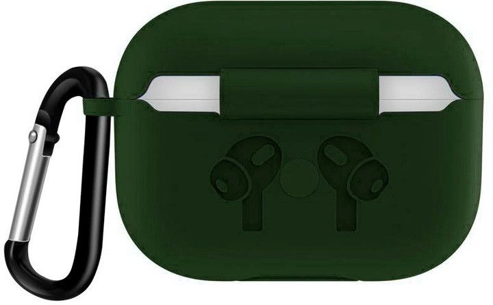 Силиконовый чехол с карабином для наушников AirPods Pro 2 Dark Green 203-00117 фото