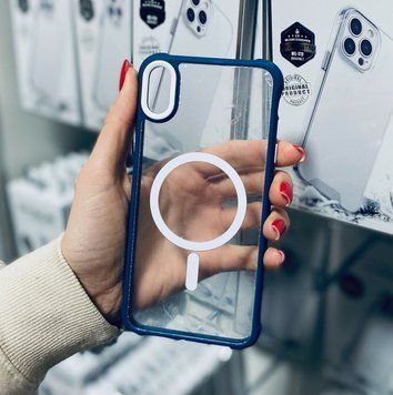 Чохол Crystal Clear Drop Resistance with MagSafe для iPhone Xs Max Синій 214-00363 фото