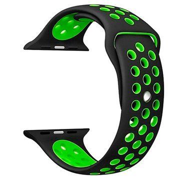 Силіконовий ремінець з перфорацією для Apple Watch 38/40/41 mm Чорно-зелений 212-00144 фото