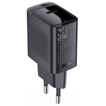 Мережевий зарядний пристрій ACEFAST A82 PD20W GaN single USB-C charger Black 6974316283232 фото