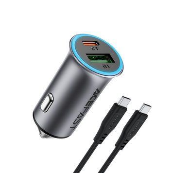 Автомобільний зарядний пристрій ACEFAST B16 95W (USB-A+USB-C) dual port metal car charger set (P5) Metal Gray 6974316285304 фото