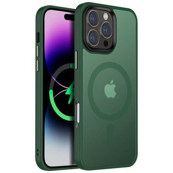 Чехол TPU+PC Metal Buttons with MagSafe Colorful для Apple iPhone 16 Pro (6.3") Dark Green 555-03029 фото