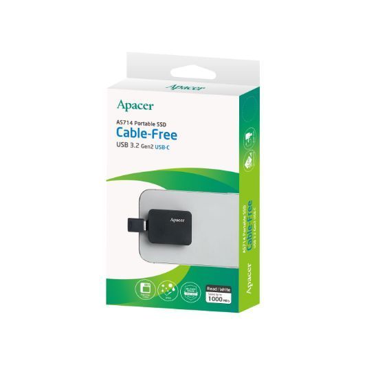 Портативный SSD Apacer AS714 512GB USB 3.2 Gen.2 Read/Write 1000MB/s Black AP512GAS714B-1 фото