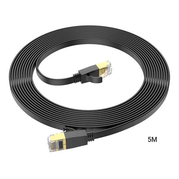 Мережевий кабель HOCO US07 General pure copper flat network cable(L=5M) Black 6931474780706 фото
