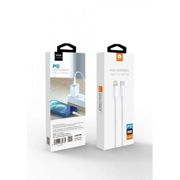 Кабель WUW-X181 Type-C to Lightning PD 20W white 6972573332731 фото