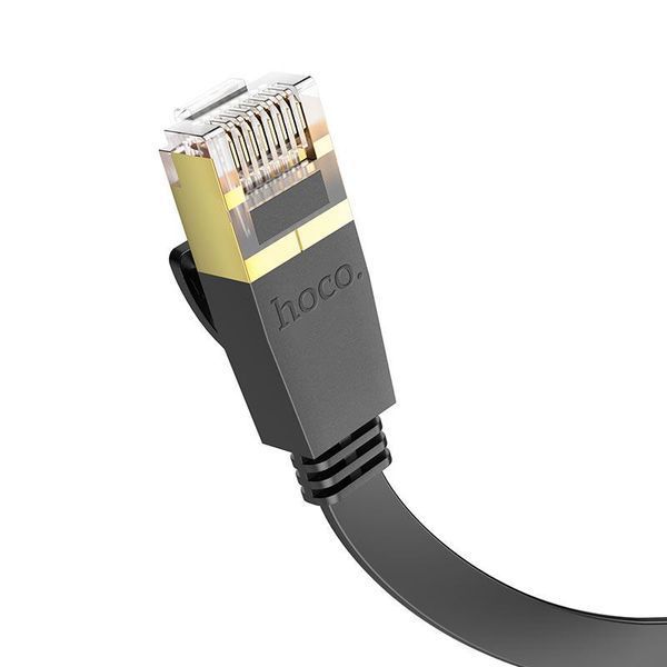 Мережевий кабель HOCO US07 General pure copper flat network cable(L=5M) Black 6931474780706 фото
