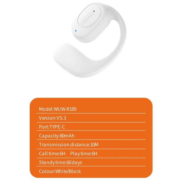 Bluetooth-гарнітура WUW R189 TWS White 202-00395 фото