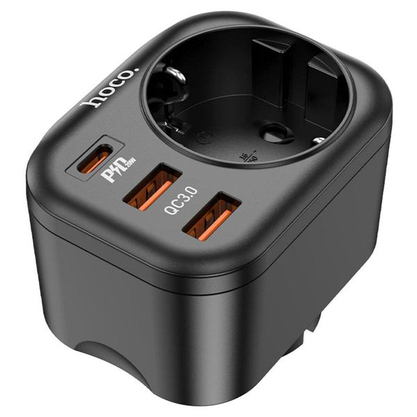 Мережевий зарядний пристрій HOCO NS3 Multifunctional socket(including 1C2A PD20W fast charge) Black 656-00101 фото