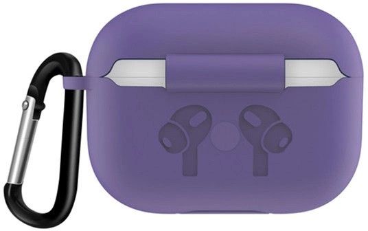 Силиконовый чехол с карабином для наушников AirPods Pro 2 Light Purple 203-00120 фото