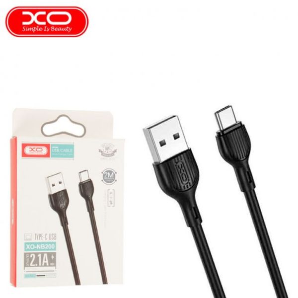 Кабель для заряджання та передачі даних XO-NB200 USB to USB Type C Чорний 2 м 209-00058 фото