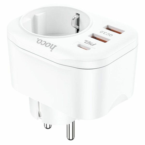 Мережевий зарядний пристрій HOCO NS3 Multifunctional socket(including 1C2A PD20W fast charge) White 656-00102 фото