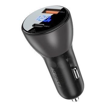Автомобільний зарядний пристрій ACEFAST B6 metal 63W (USB-A+USB-C) with digital display 6974316280972 фото