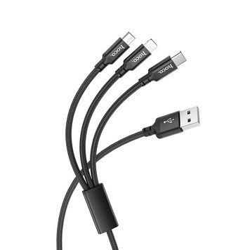 Кабель HOCO X14 3-in-1 Times speed charging cable iP+Micro+Type-C Black 6931474719157 фото