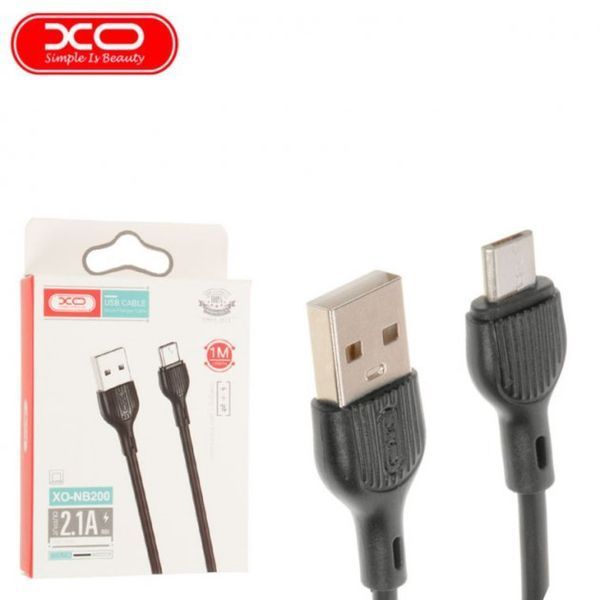 Кабель для зарядки и передачи данных XO-NB200 USB to Micro USB Черный 1 м 209-00059 фото