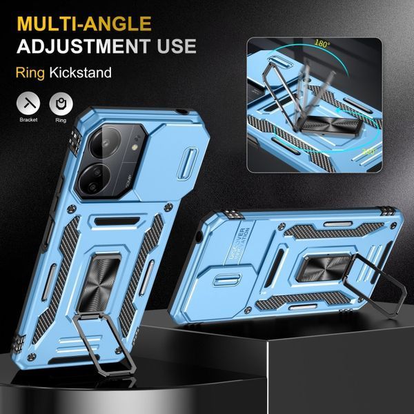 Ударопрочный чехол Camshield Army Ring для Xiaomi Redmi 13C / Poco C65 Light Blue 777-04998 фото