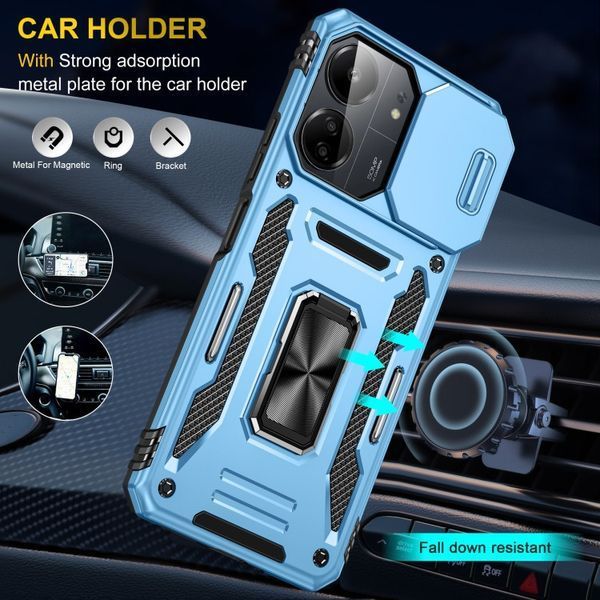 Ударопрочный чехол Camshield Army Ring для Xiaomi Redmi 13C / Poco C65 Light Blue 777-04998 фото