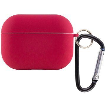 Силіконовий футляр з мікрофіброю для навушників Airpods Pro Rose Red 203-00230 фото