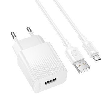 Мережевий зарядний пристрій з кабелем BOROFONE BAS71A Source single-port charger set(Micro) White 6941991122606 фото