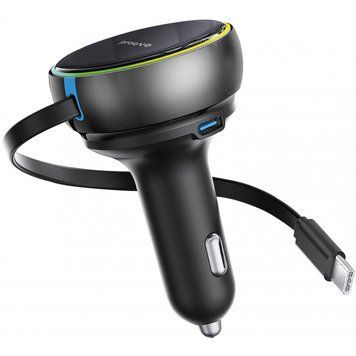 АЗП Proove Hammer 81W (Type-C + USB) + Retractable Type-C Cable Black CCHR81110001 фото