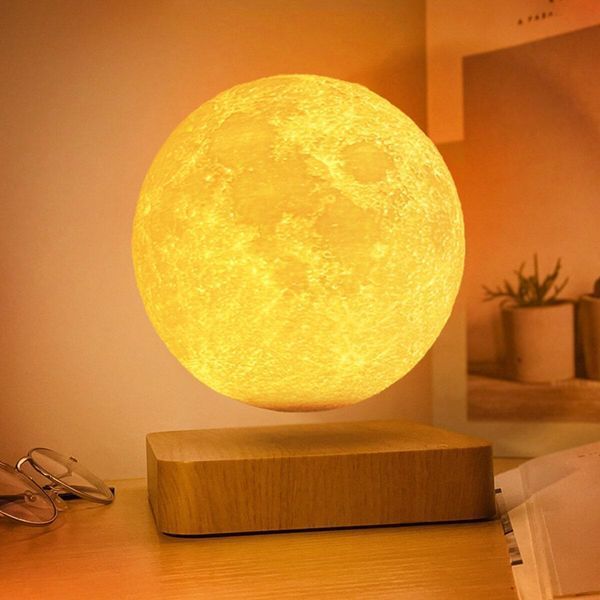 Магнітна левітаційна лампа HCNT Levitating Lamp Moon Light Wood Grain 656-03266 фото