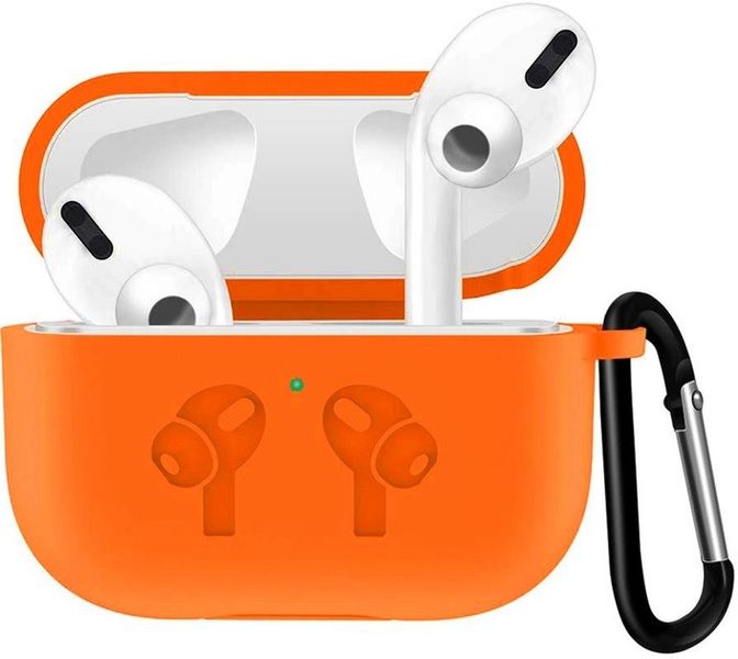 Силиконовый чехол с карабином для наушников AirPods Pro 2 Orange 203-00122 фото