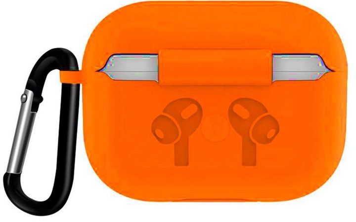 Силиконовый чехол с карабином для наушников AirPods Pro 2 Orange 203-00122 фото