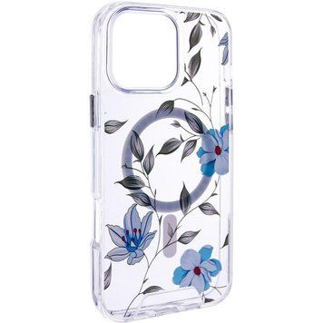 TPU+PC чохол Clear Garden with MagSafe для Apple iPhone 16 Pro Max (6.9") Blue Blossom 777-08214 фото