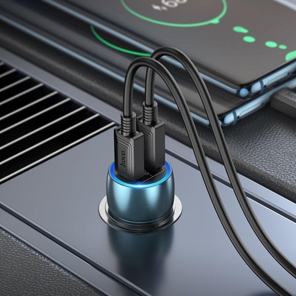 Автомобильное зарядное устройство HOCO Z48 Tough 40W dual port(2C) car charger Sapphire Blue 656-00353 фото
