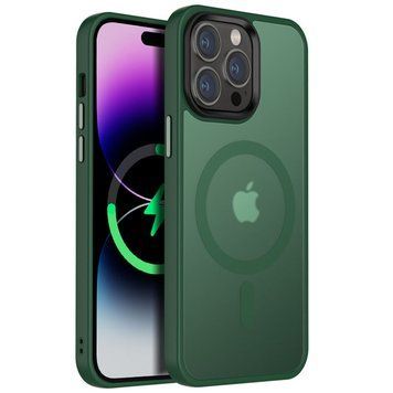 TPU+PC чохол Metal Buttons with MagSafe Colorful для Apple iPhone 13 Pro (6.1") Dark Green 555-03085 фото