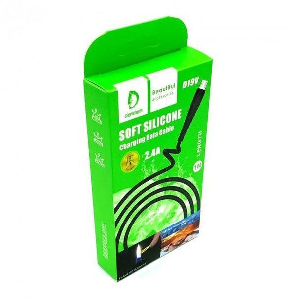 Кабель для заряджання та передачі даних Denmen D19V USB to Micro USB Чорний 1 м 209-00116 фото