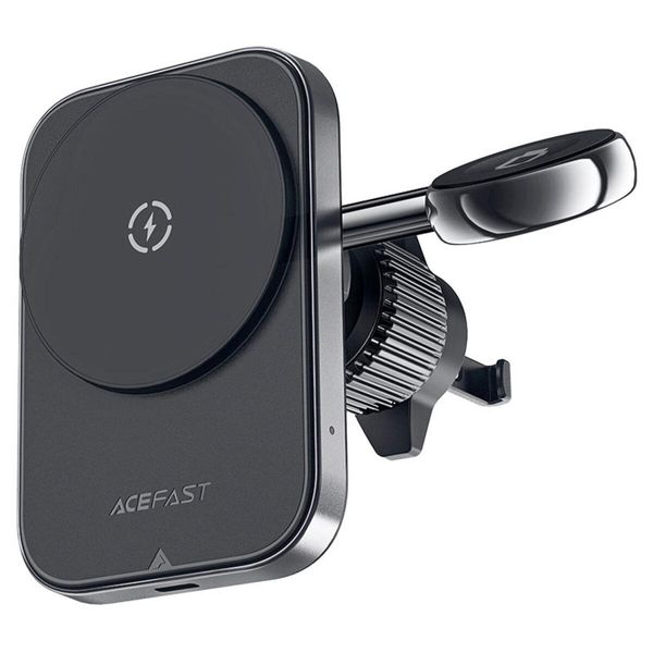 Держатель для мобильного с БЗП ACEFAST D18 in-car 2-in-1 magnetic wireless charging holder Black 656-00513 фото