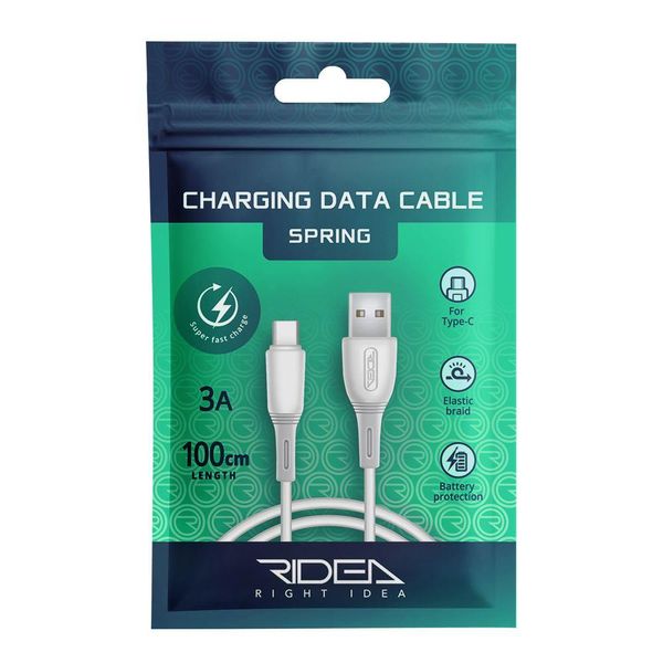 Кабель Ridea RC-M123 Spring 3A USB to Type-C Білий 209-00166 фото