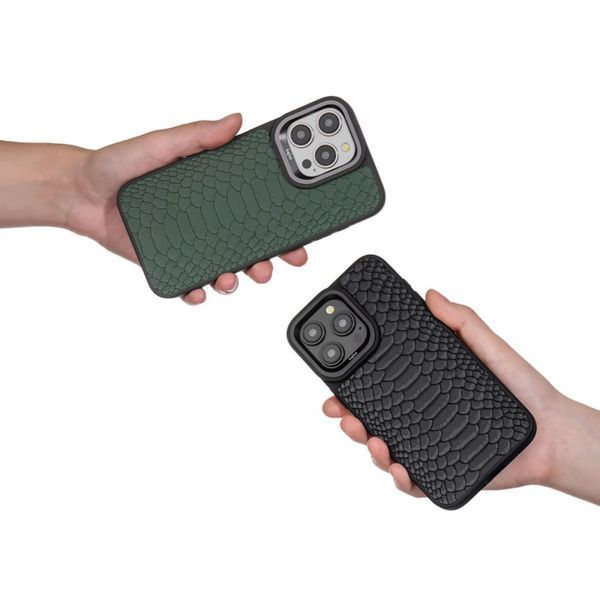 Чехол Kajsa Snake Pattern with Magnetic Ring iPhone 16 Pro Black 656-08149 фото