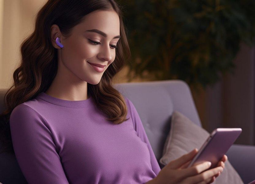 Навушники ACEFAST T9 Crystal (Air) color bluetooth earbuds Grape Purple 656-00847 фото