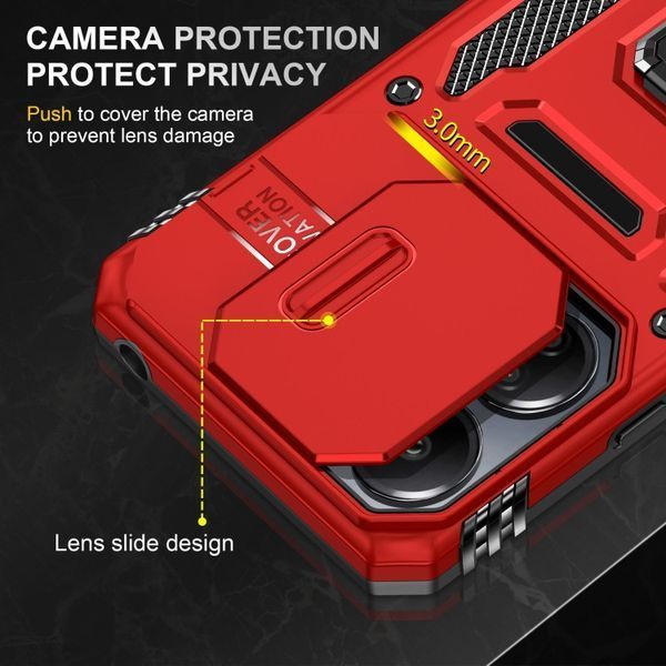 Ударопрочный чехол Camshield Army Ring для Xiaomi Redmi 13C / Poco C65 Red 777-05003 фото