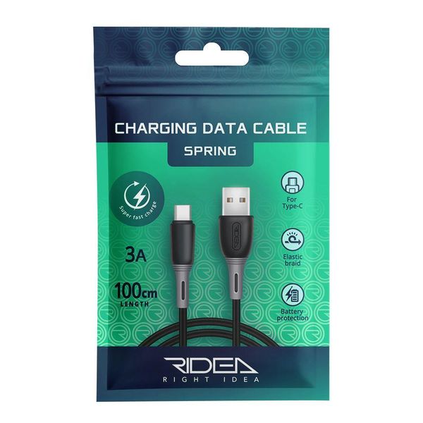 Кабель Ridea RC-M123 Spring 3A USB to Type-C Черный 209-00167 фото