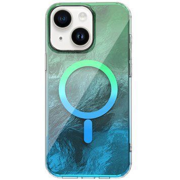Чехол TPU Shiny Mountain (MagFit) для Apple iPhone 14 / 13 (6.1") Green / Blue 555-02911 фото