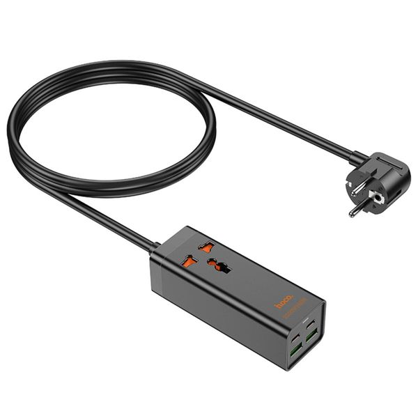 Мережевий подовжувач HOCO AC10A Barry PD65W GaN (2C2A with 1 socket) desktop charger Black 656-00107 фото