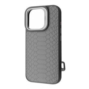 Чехол Kajsa Snake Pattern with Magnetic Ring iPhone 16 Pro Light gray 656-08152 фото