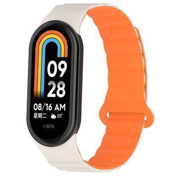 Ремінець Dual-color Magnetic для Xiaomi Mi Band 9/8/10 White / Orange 212-01653 фото