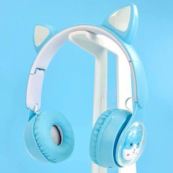 Детские беспроводные наушники с кошачьими ушками QC-28T Cat Ear Голубой 202-00373 фото