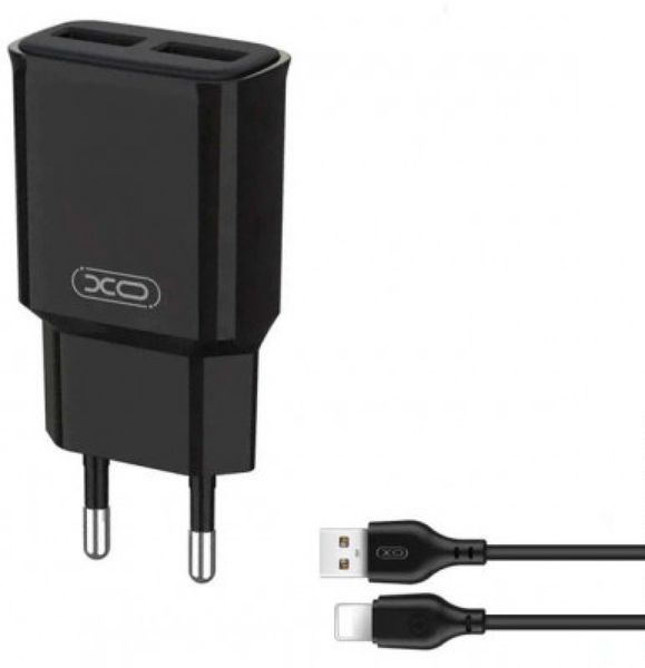 Сетевое зарядное устройство XO L92C+ кабель Lightning USB 2.4A Черный 209-00076 фото