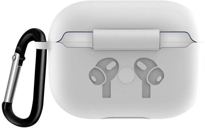 Силиконовый чехол с карабином для наушников AirPods Pro 2 White 203-00128 фото