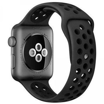 Силіконовий ремінець з перфорацією для Apple Watch 42/44/45/49 mm Сіро-Чорний 212-00154 фото