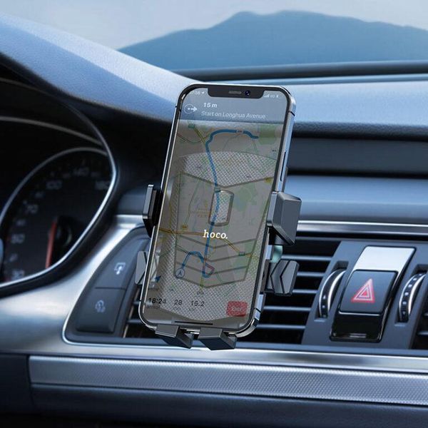 Автодержатель для телефона HOCO CA86 Davy one-button air outlet car holder Black 6931474751485 фото