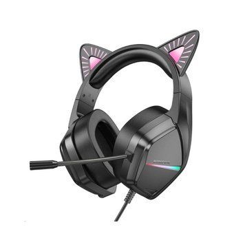 Наушники BOROFONE BO106 Cute cat ear luminous gaming headphones Phantom Cat 656-01006 фото