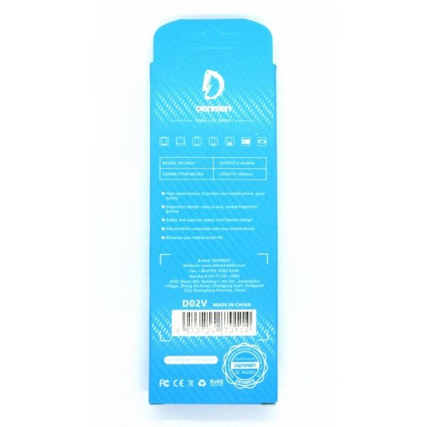 Кабель Denmen D02V USB to micro-USB Черный 1 м 209-00055 фото